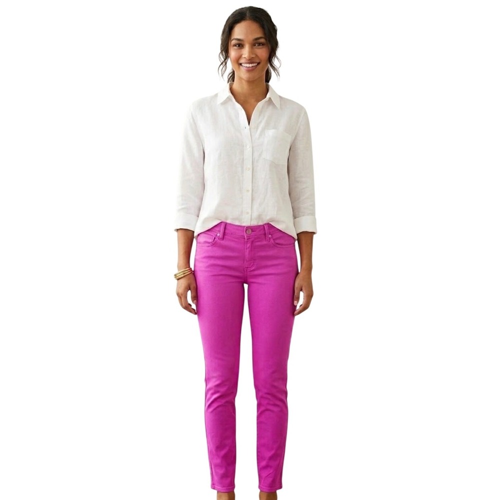 Lilly Pulitzer Worth Skinny Pants Pink Mid Rise Stretch Size 8 Regular 31 Inseam